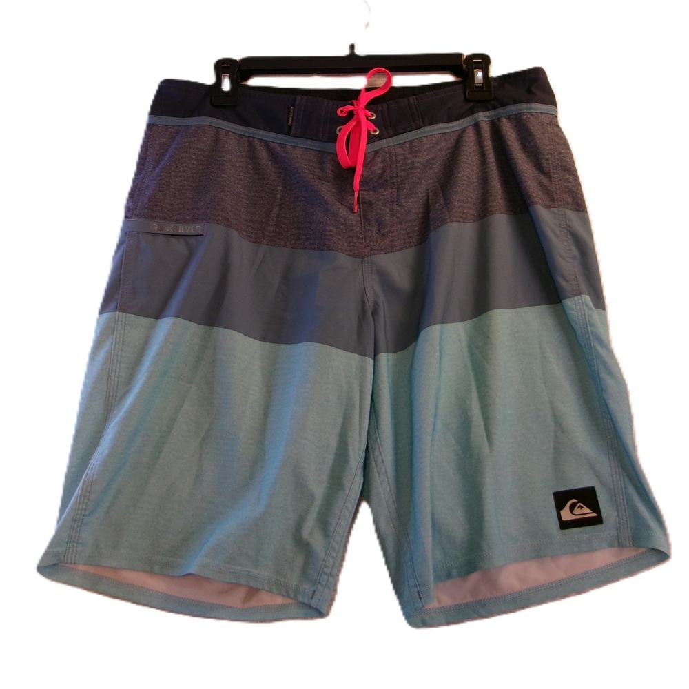 Quiksilver Mens‎ 33 Board Shorts Blue Colorblock Pink Drawstring
